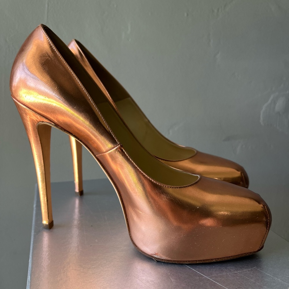 Brian Atwood Rose Gold Maniac Platforms ~ Size 40
